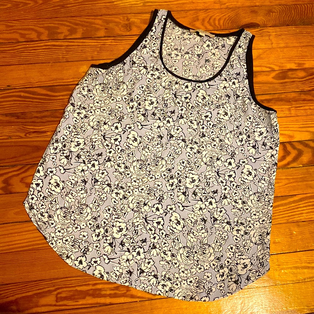 LOFT Blue and white floral tank